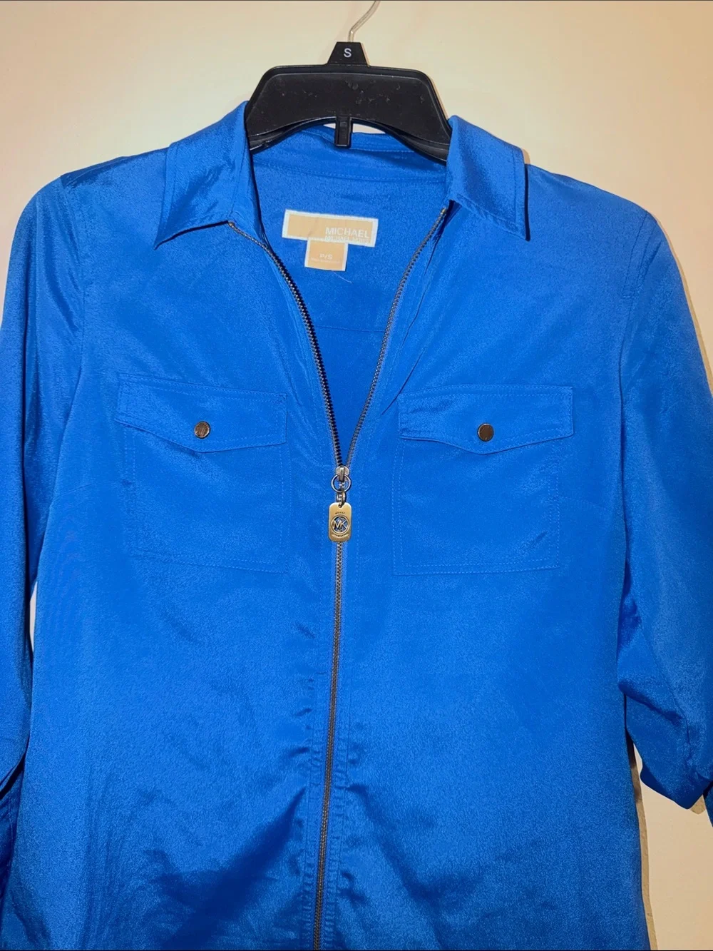 Michael Kors Electric Blue Zip-Front blouse